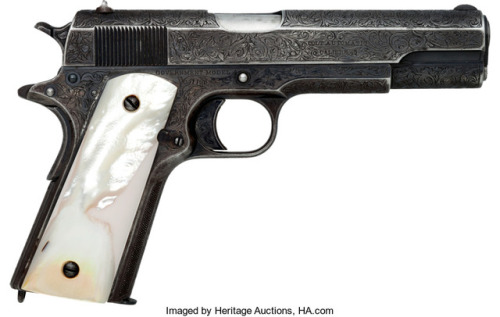 Engraved Colt 1911 with pearl grips, shipped to Colt President C.L.F. Robinson, President of Colt fr