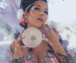 @mrsamanda_v modeling for my company @blackfiligreeco 💗💕 Tea cups available online Sunday!  Photo @28cameras  Makeup @makemeupbyleo  Hair @closet_chameleons by elleaudra