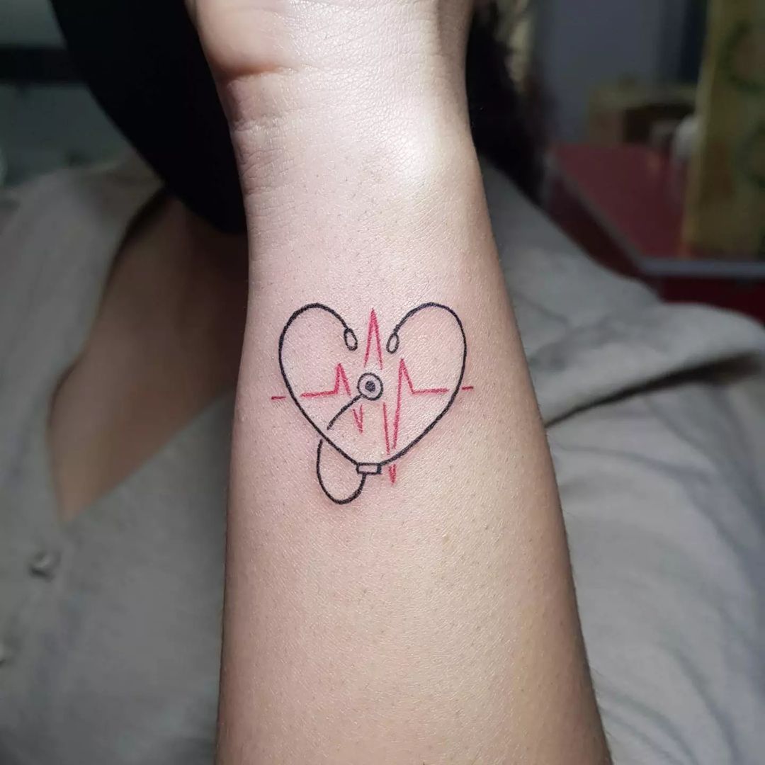 Stethoscope tattoo on the wrist