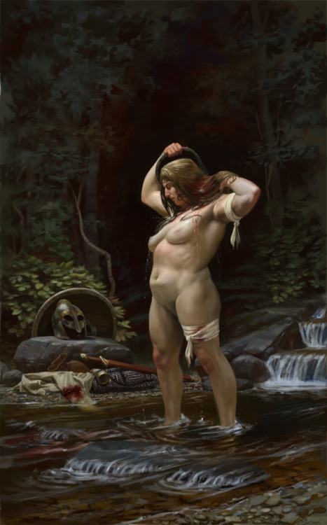 teadrunktailor:jasonrainville:The BatherTried for a twist on the classic art history trope of the ba