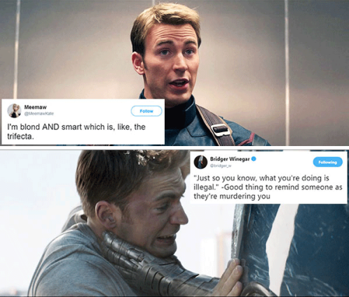 livebloggingmydescentintomadness:tweet meme: steve rogers edition, part 2 (part one)