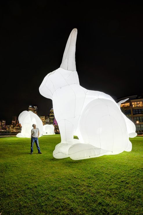 Porn photo staceythinx:  Giant inflatable rabbit installations