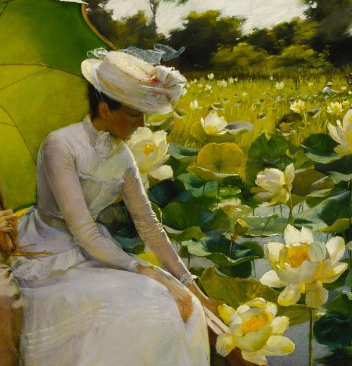 thelongvictorian:Lotus Lilies (1888) by Charles Courtney Curran (American, 1861–1942). Terra Museum.