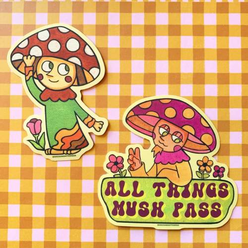  ♡ Groovy Mushroom Hippie Stickers by SheIsAWantedMan ♡ 