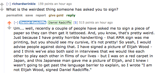  Daniel Radcliffe’s Reddit AMA + Elijah Wood  