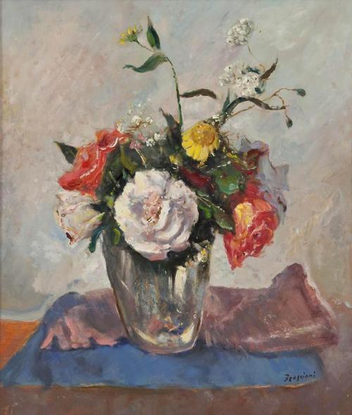 Vase with Flowers   -    Antonio Bresciani Italian 1902-1998 oil on ca