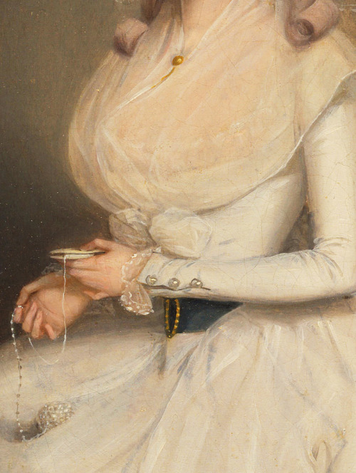 jaded-mandarin:Francis Alleyne. Detail from Portrait of Margot Wheatley, 1786.