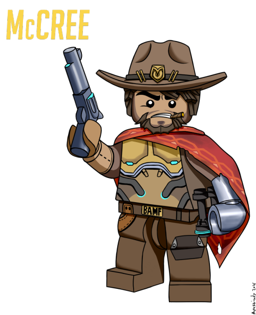 avastindy:  McCree from Overwatch as a Lego Minifig. And a bonus version with cigar. McCree © Blizzard 