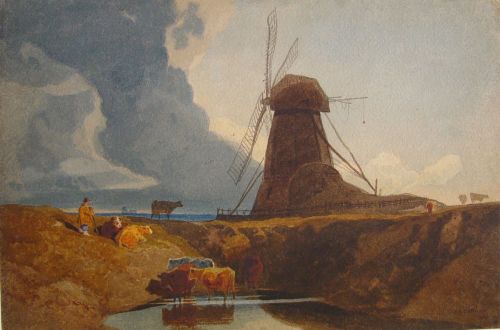 Pumping Mill Beside a Dyke, LincolnshireJohnSell Cotman (British; 1782–1842)1810WatercolorThe Britis