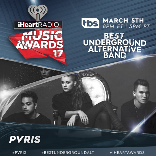 PVRIS has been nominated for the Best Underground Alternative Band at our 2017 iHeartRadio Music Awa