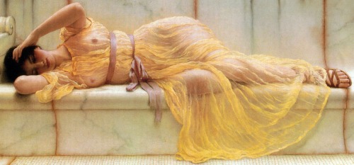 hobbitsaarebas:zombeesknees:antique-royals:John William Godward  (1861 –1922)#I can’t come I’m sick 