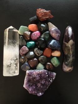 My bestie introduced me to crystals last year and now I can&rsquo;t get enough. She started my collection by giving me the huge clear quartz and amethyst crystals (not the druzy tho I got that myself). I soon found out after I started using them that