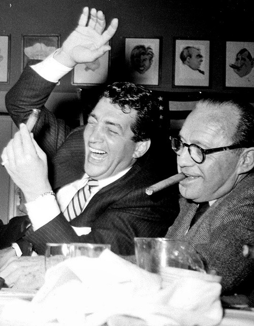 kittypackards: Dean Martin and Jack Benny at The Friars Club. 1958