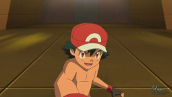 th3dm0n:  Ash Ketchum - The Heat of the Battle  So, i was wondering, what if in the heat of his gym battle with Clemont, Ash decided to loose the jacket and the shirt… :3 Original  Artwork (Screenshot) is from the Pokemon X&amp;Y Anime Series, Episode