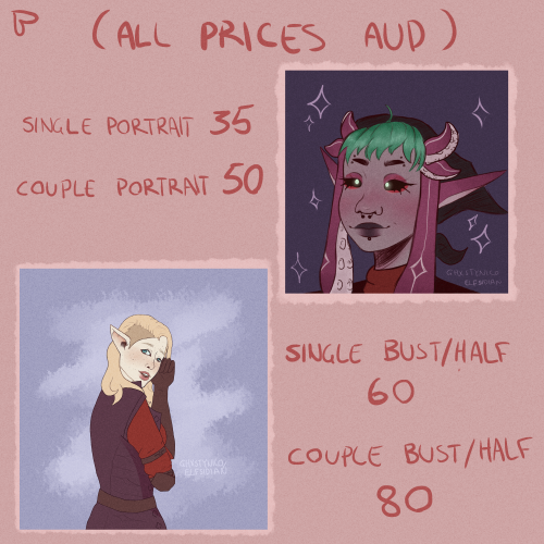 Howdy all! I’ve re-opened commissions in time for Valentine’s Day! You can also reach me on twt (elf