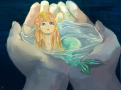 kapanihan:  Tiny lost mermaid! c: