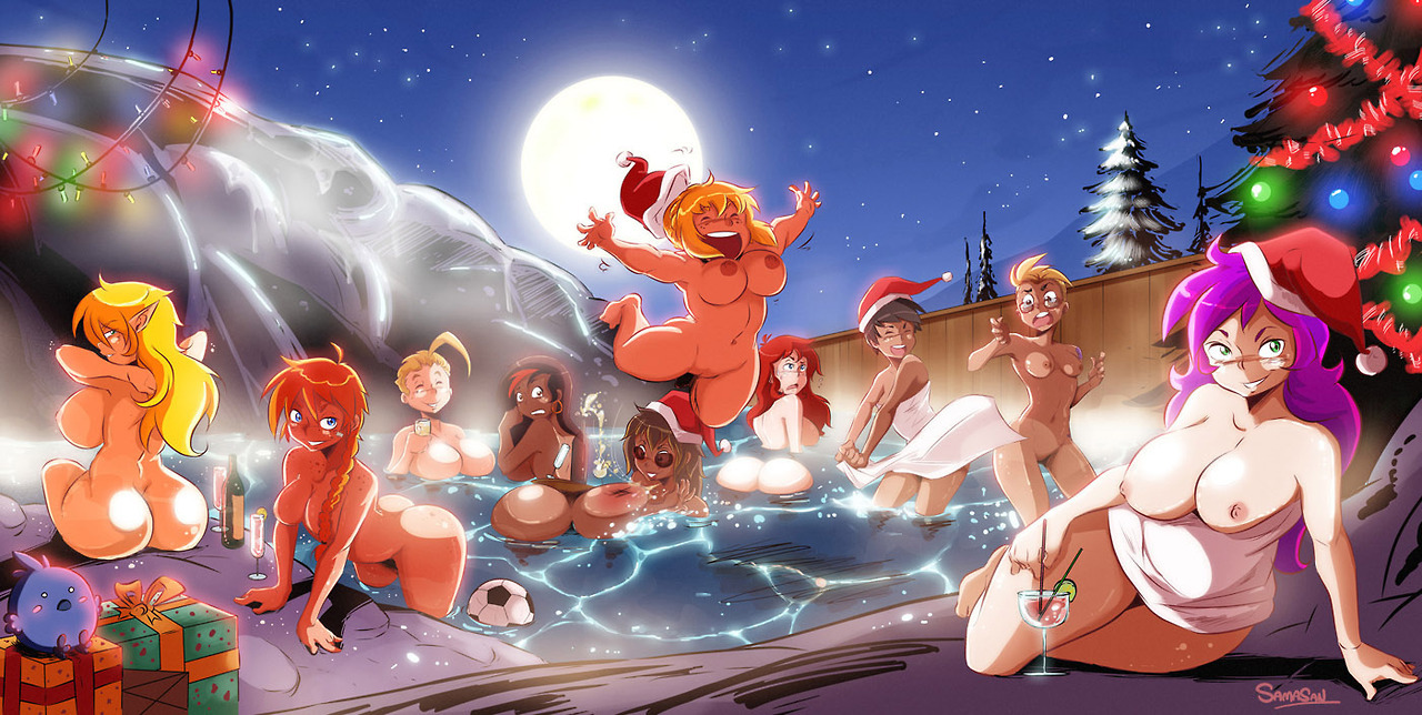 shiinsart: club-ace:  Merry Christmas from the hot springs by Samasan Do you remember