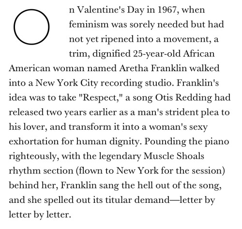 odinsblog:  The Untold History of Aretha Franklin’s Irrevocable “Respect” (by Shiela Weller) Almost half a century ago, Aretha Franklin captured lightning in a bottle, went straight to number one on the Top 40 charts, and became an icon of the civil