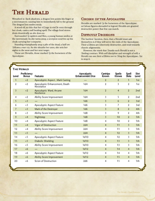 the-huntsmans-homebrews:It’s here! A semi-villainous class, just in time for Halloween. ;)The Herald