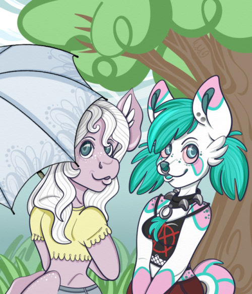 Dahlia and Whimsy enjoying a summer walk yey