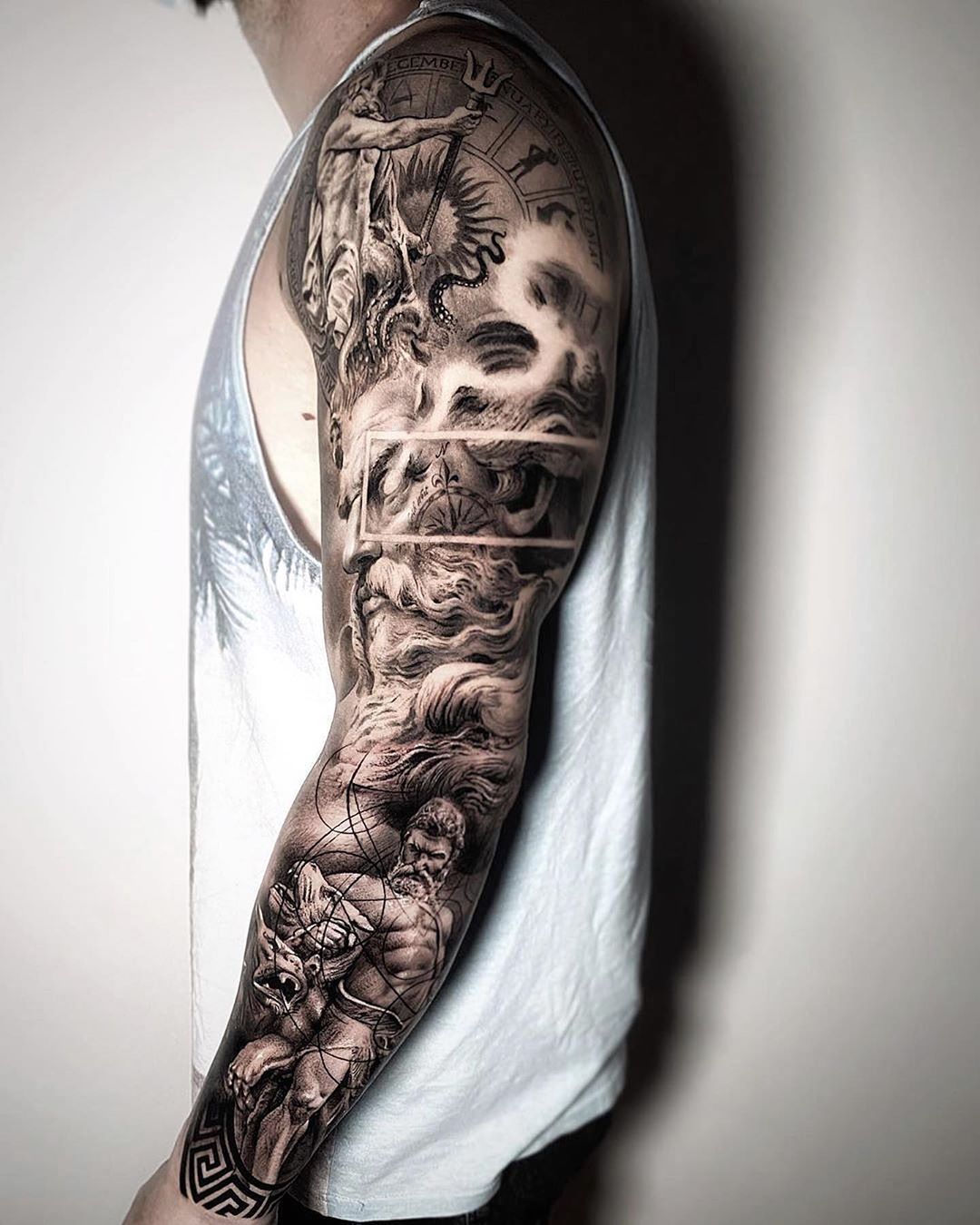 Art Amazing Tattoo Sleeve Greek Mythology Poseidon