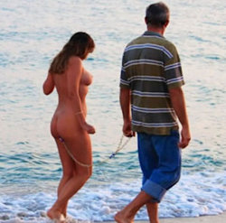 Hisrachelle:  Taking His Pet For A Walk On The Beach, How Lovely.