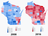 How Wisconsin voted in 2008, compared to 2016.