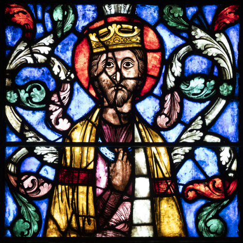 This stained-glass panel depicting an unidentified king originated from a Tree of Jesse window in th