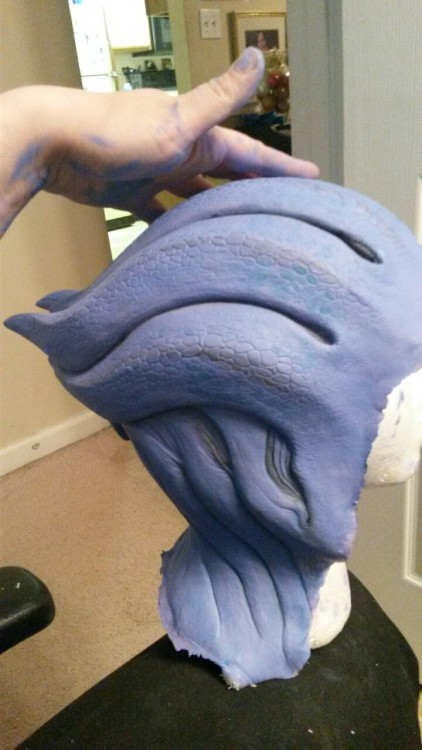 Liara wip. Got the new head piece in from The Mad Masker. C: cleaned it up and colored it.