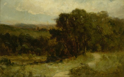 Untitled (landscape with road near stream and trees), Edward Mitchell Bannister, 19th centuryOil on 