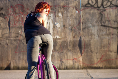 pinky bike and redhead girl