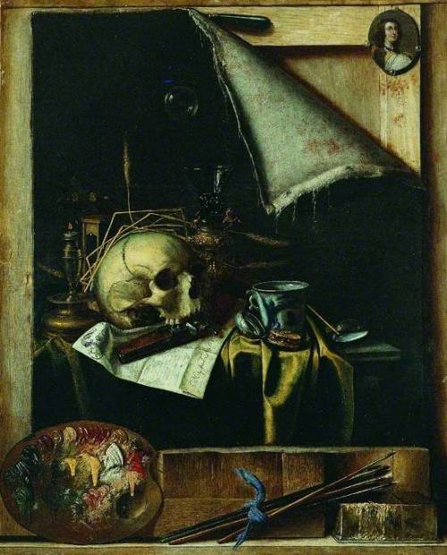 centuriespast:Trompe l'oeil Studio Wall with a Vanitas Still LifeCornelius Norbertus Gijsbrechts (ac