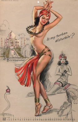 “Is My Turban Disturbin’?..”Pinup Artist Knute (K.o.) Munson Illustrates A