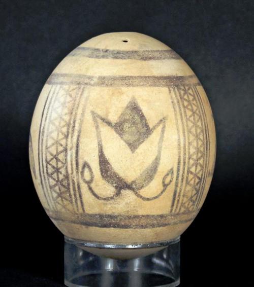 archaicwonder:Phoenician Painted Ostrich Egg - 8th-6th Century BC An ancient ostrich egg painted w