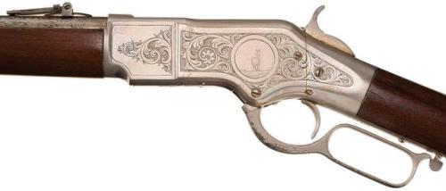 Nickle plated and engraved Winchester Model 1866 lever action rifle, .44 rimfirefrom Rock Island Auc