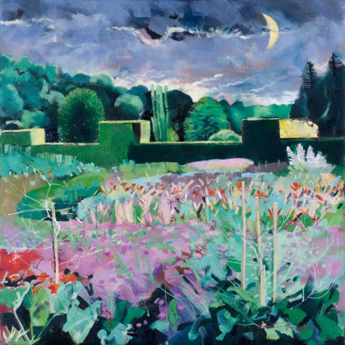 huariqueje:  Garden by Moonlight    -   Louis Turpin British,  b.1947-   Oil on canvas, 16 x 16 inches   