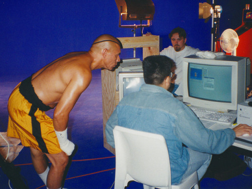 nokiabae:   The making of Street Fighter: The Movie videogame (1995) where the actors motions are being digitized for the game     vomits everywhere non-stop