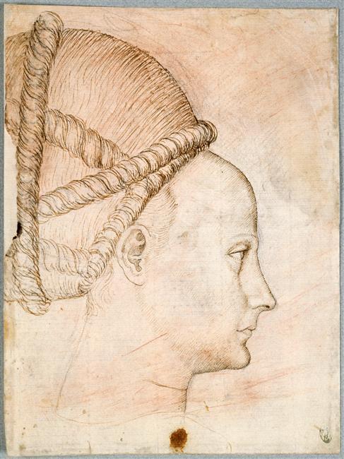 A few sketches of Pisanello of women and men in court costume, 1450s