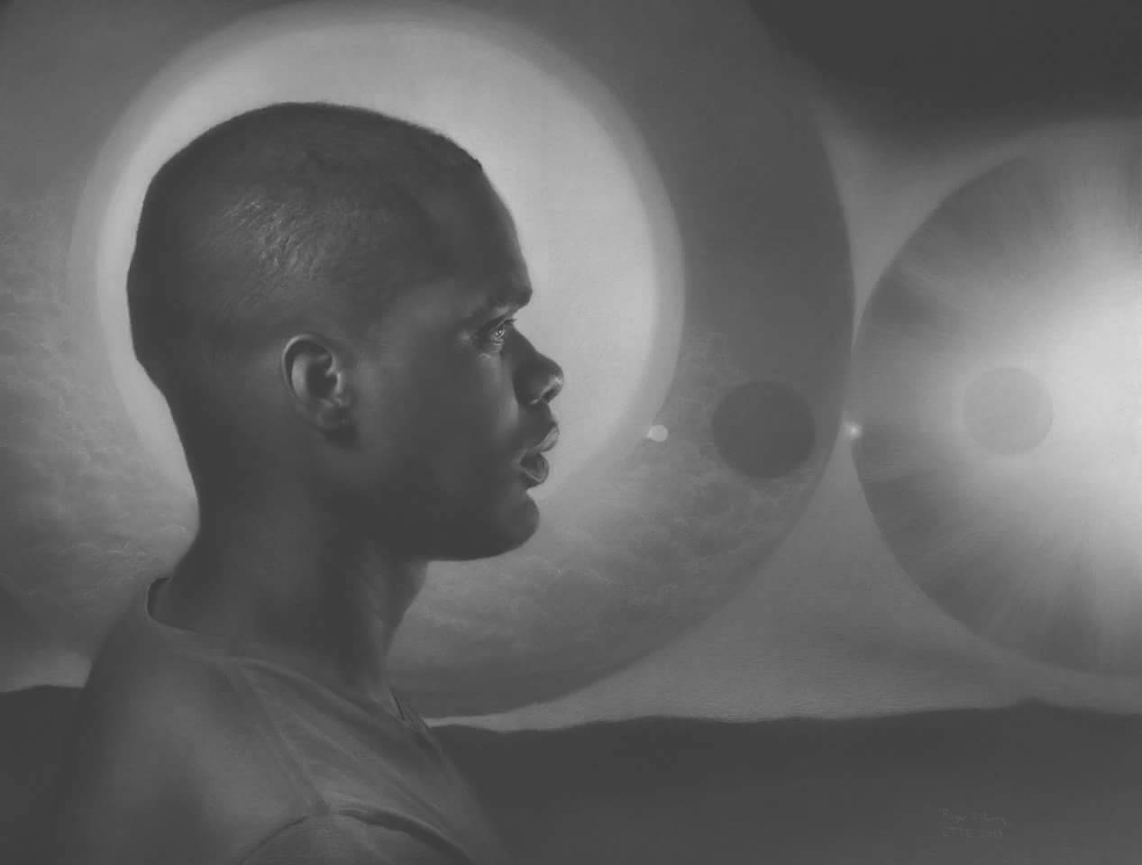 &ldquo;The Epiphany of Shawn Oats&rdquo;, by Roger C. Long. Charcoal and