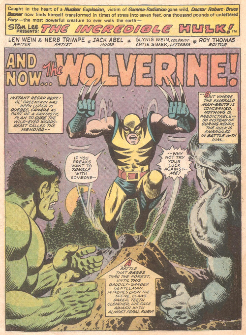And Now&hellip;The Wolverine (by Herb Trimpe &amp; Jack Abel from Incredible Hulk #181, 1974)