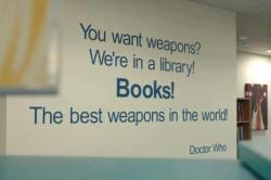 mulhollanduncovered:  Books do make the best weapons! For arguments as well as, um, bashing. 