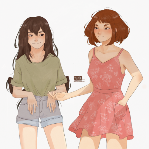 yunaroki:asui tsuyu + uraraka ochako - it’s finally done!!! god i love them they’re so cute fuckkkkc