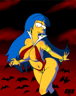 jokerfakegkg:   Marge Vampirella  1 &amp; 2More version on Pixiv and Patreon.https://www.pixiv.net/member_illust.php?mode=medium&amp;illust_id=59821625 SUPPORT ME ON PATREON.  Happy Halloween!