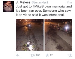 nosdrinker:  Mike Brown memorial destroyed again -12/26/14  What the fuck is wrong with people?