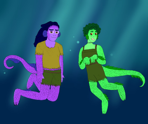 drew my gf and i as luca sea monsters cuz i love their designs and i love the movie