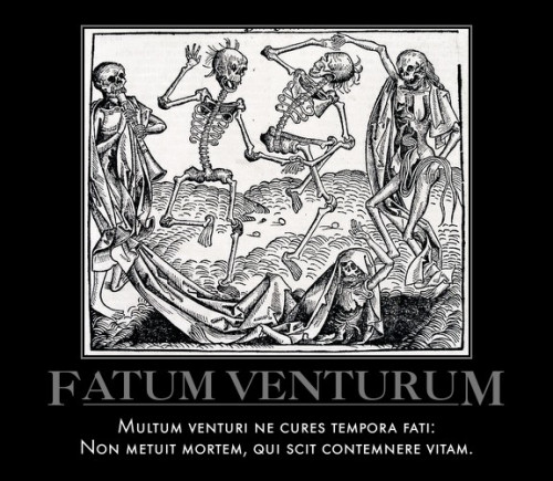 Fatum VenturumMultum venturi ne cures tempora fati:Non metuit mortem, qui scit contemnere vitam.Fate