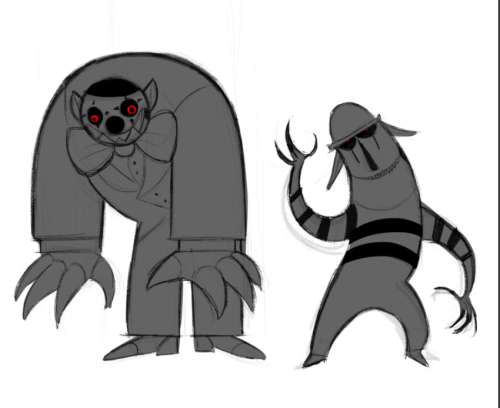 old vampire mime oc sketches(fantoche, philippe, mr smiles, and le robot)