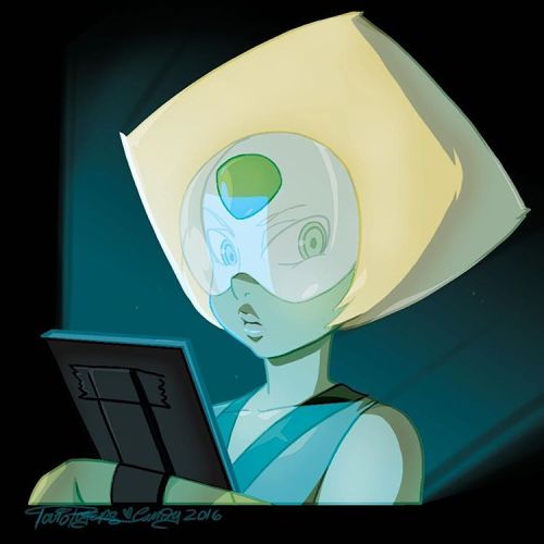 tovio-rogers:  #peridot got a tablet on #stevenU. I scribbled this up while watching.   <3 <3 <3