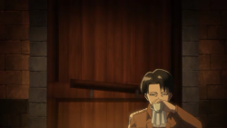 l-e-v-i-ackerman:prettypencils:WHY DOES NOBODY TALK ABOUT HOW HANJI RAN INTO A LOCKED DOOR AT TOP SPEED AND PETRA HAD TO OPEN IT FOR HER LIKE OMG HANJI.  Levi looks so used to it too this is gold 