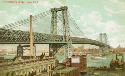 gregorygalloway:The Williamsburg Bridge opened to traffic on 19 Dec. 1903 (trains would begin to run